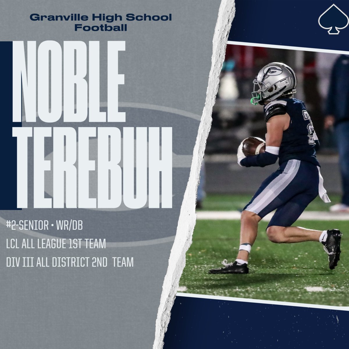 Granville_FB's tweet photo. Congratulations to Noble Terebuh!! Great season and career at Granville HS.  Go Blue Aces!! https://t.co/Ls58gWnBXK
