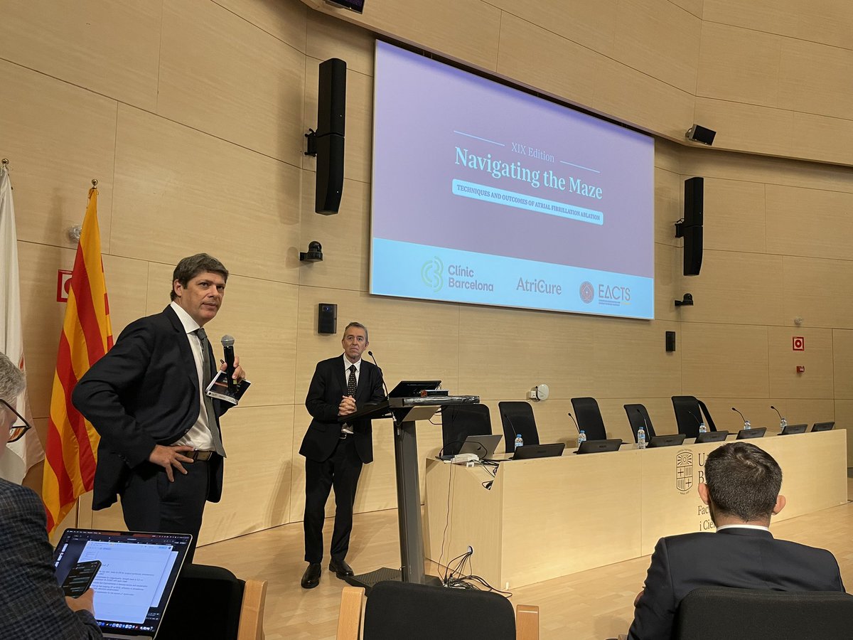 aportasanchez's tweet photo. #Navigatingthemaze is well under way! Case discussions, great talks, updates in hybrid #Atrialfibrillation ablation approaches… and many more! Happy to be part of it! Thank you @EACTS @mcastellaMD @AtriCure @hospitalclinic @UniBarcelona https://t.co/UMMTdvVCwK