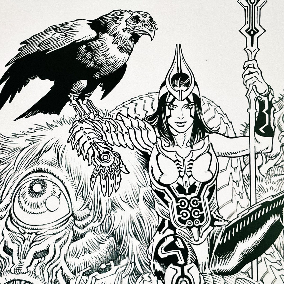 huntress
final inks detail 

#makingcomics #SecretProject 
#process