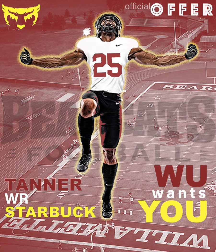 Tanner Starbuck (@tannerstarbuck) on Twitter photo After a great conversation with <a href="/Coach_G_Magana/">Gerardo Magaña</a> I’m blessed to announce I have received my first offer from <a href="/WillametteFB/">Willamette Football</a> <a href="/Rude_WUBearcats/">Tim Rude</a> <a href="/AricWilliams3/">Coach Aric Williams</a> After a great conversation with <a href="/Coach_G_Magana/">Gerardo Magaña</a> I’m blessed to announce I have received my first offer from <a href="/WillametteFB/">Willamette Football</a> <a href="/Rude_WUBearcats/">Tim Rude</a> <a href="/AricWilliams3/">Coach Aric Williams</a>