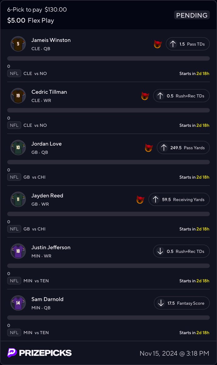 And if you don’t have a flex Friday on PrizePicks. Here you go.