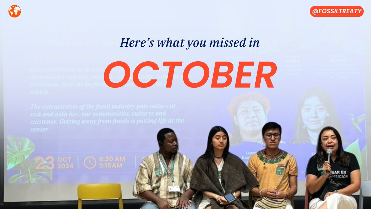 “We’re reflecting on both achievements and missed opportunities in addressing the intertwined crises of biodiversity, climate, and justice.”

Check out October’s highlights by subscribing to our monthly newsletter
👉 fossilfueltreaty.org/newsletter

🧵for the headlines!