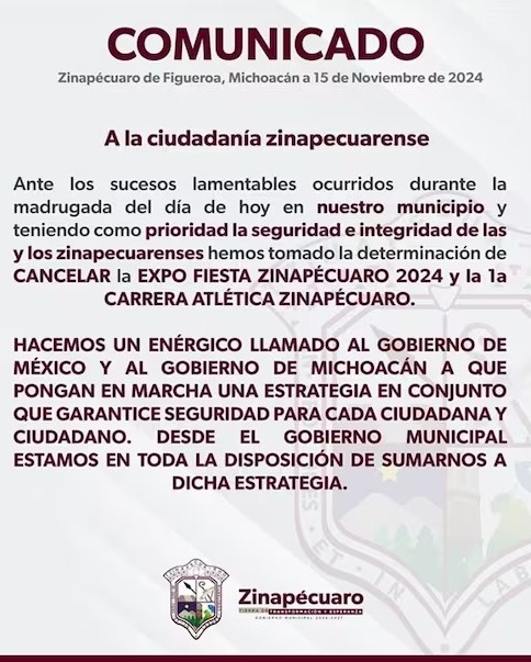 DiarioPresente's tweet photo. 🇲🇽#México| Suspenden #ExpoFiesta en #Zinapécuaro.
Los enfrentamientos fueron encabezados por grupos antagónicos del crimen organizado, lo que generó terror entre los habitantes.
Nota completa 🗞: https://t.co/C9Q8J7iMz2
|#Noticia |#México |#DiarioPresente https://t.co/PGtZwl6eQL