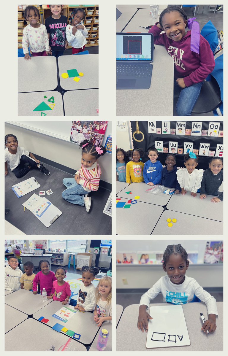 TeachingK_MissM's tweet image. These friends impressed me this week as we learned about 2D shapes. We mastered identifying triangles, squares, rectangles, hexagons, and circles! We even had time to explore on our iPads making these shapes! 🤩💜🚀@McGrawHillK12 #WarrenWill