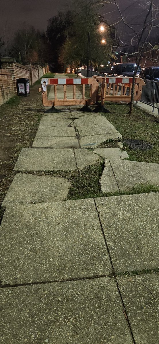 Hello <a href="/DDOTDC/">DDOT DC</a> and <a href="/311DCgov/">DC311</a>, I've sent a ticket twice about the extensive sidewalk damages on 1800 E St SE in the past year, but it looks worse than ever. Please send someone to fix it, thanks! #freedomcorner