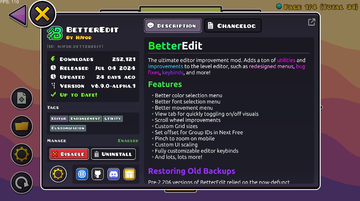 BetterEdit is now available in Early Access for Supporters on GD 2.2074, coming soon to everyone once Geode 4.0.0 releases fully!