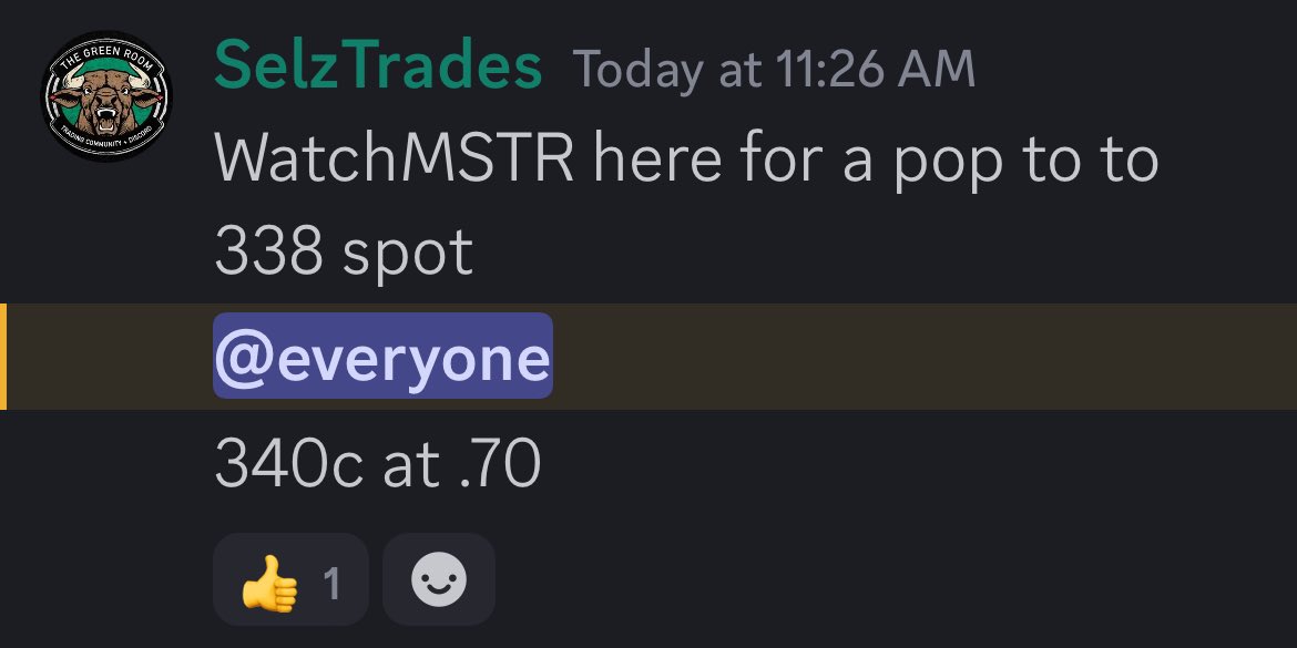 SelzTrades's tweet photo. Just a casual 1000% call out in Live Chat
$MSTR 💦💰1000%
340c .70 to 9.90
Called 5min before boosters hit.
#OptionsTrading
#SomeDo&SomeDon’t
#GreenRoom #Fintwit
👇 https://t.co/ANAXtopjGH