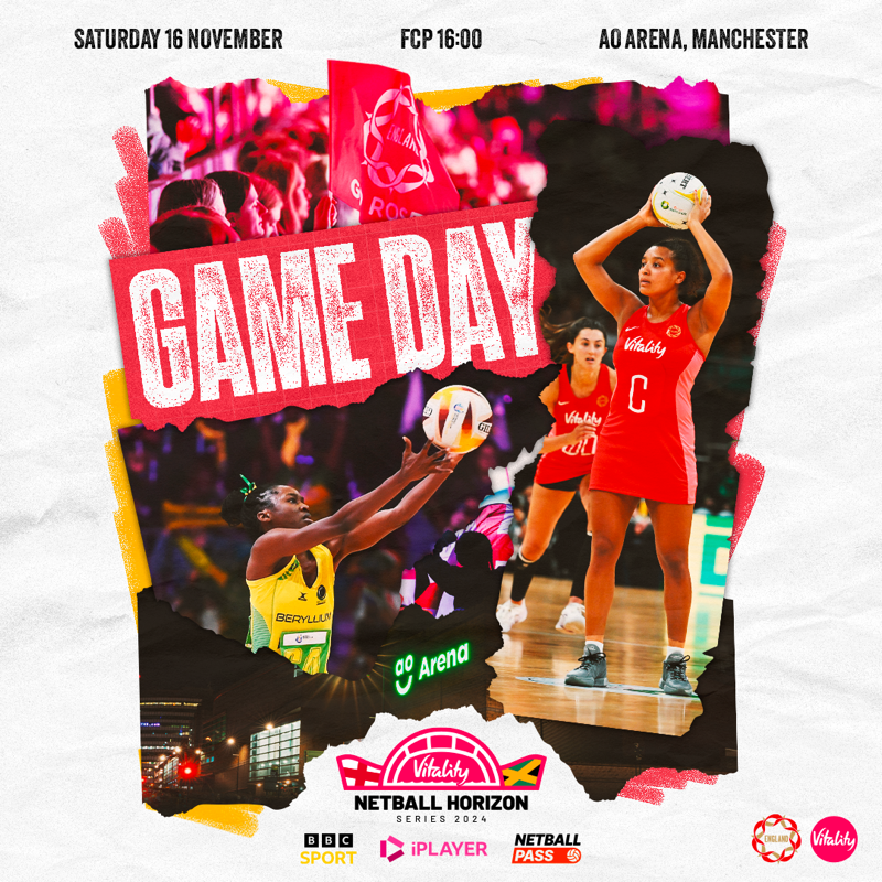EnglandNetball's tweet photo. Our favourite day 😎

🌅 The @Vitality_UK Netball Horizon Series is here!

Watch live on @BBCiPlayer and the @BBCSport website and app (UK) or NetballPass (worldwide) with coverage from 15:45 🖥️