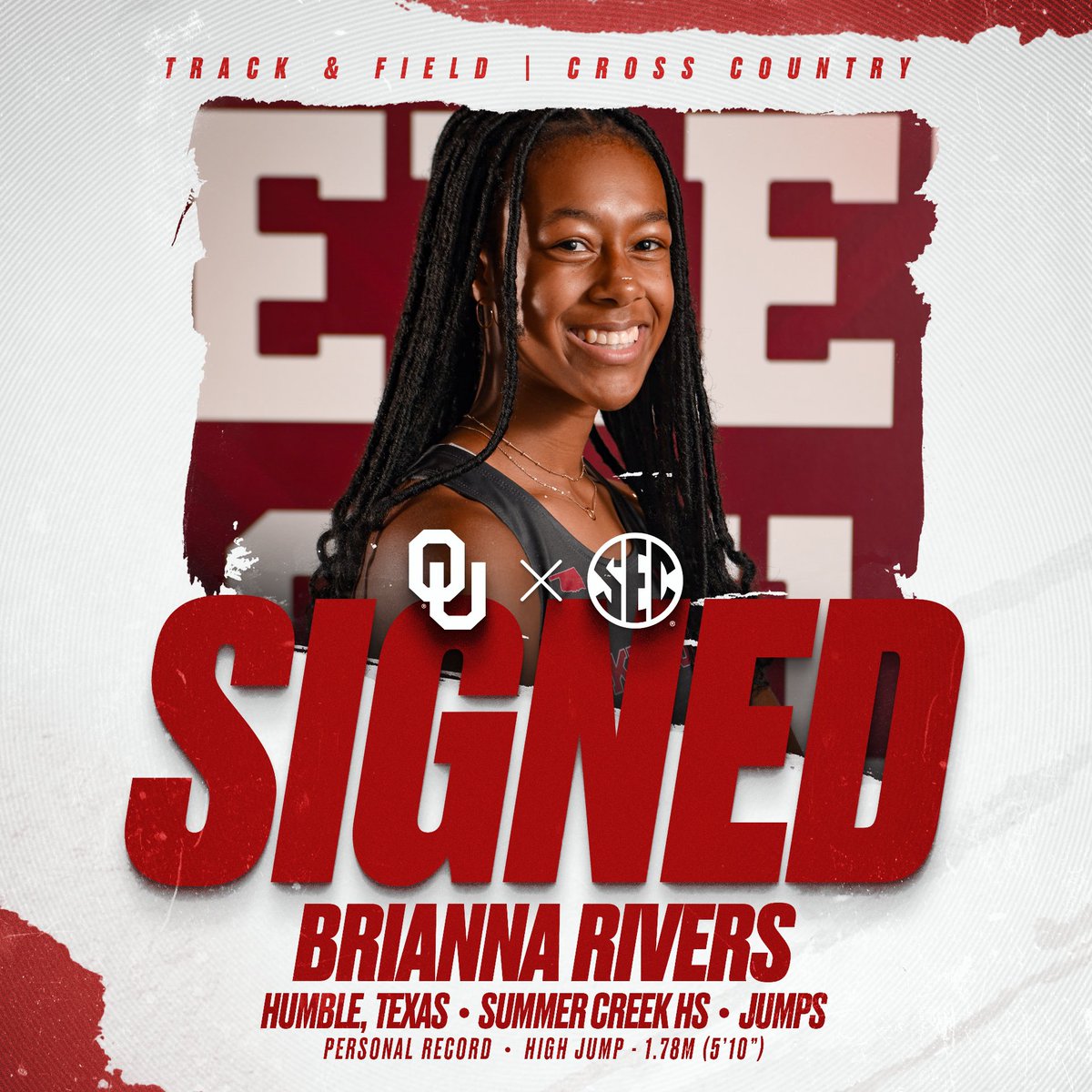 Oklahoma T&F & XC (@ou_track) on Twitter photo Welcome to the 𝟒𝟎𝟓 🔴 » <a href="/BriRivers11/">Brianna Rivers</a>
2024 UIL 6A high jump state champion, Brianna Rivers, is officially a Sooner!
#BoomerSooner ☝️ Welcome to the 𝟒𝟎𝟓 🔴 » <a href="/BriRivers11/">Brianna Rivers</a>
2024 UIL 6A high jump state champion, Brianna Rivers, is officially a Sooner!
#BoomerSooner ☝️