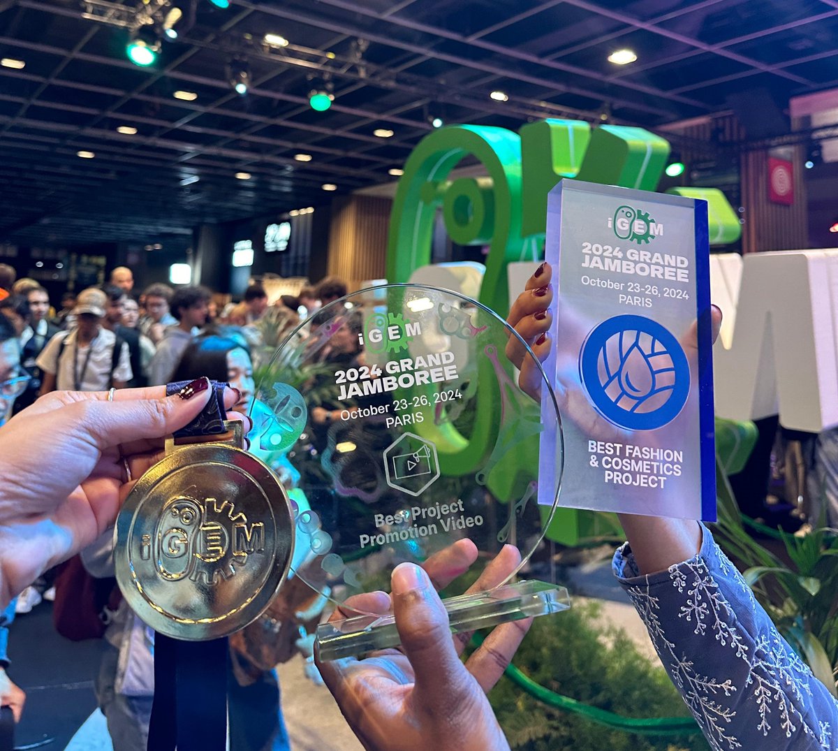 igem_iisertvm's tweet photo. We’re thrilled to announce that we’ve won the Best Fashion &amp; Cosmetics Project award, Best Promotional Video award and Gold Medal at iGEM 2024 grand jamboree!  A big thank you to our wonderful team and everyone who made this journey possible. We couldn’t have done it without you! https://t.co/5YtMNm9xHa