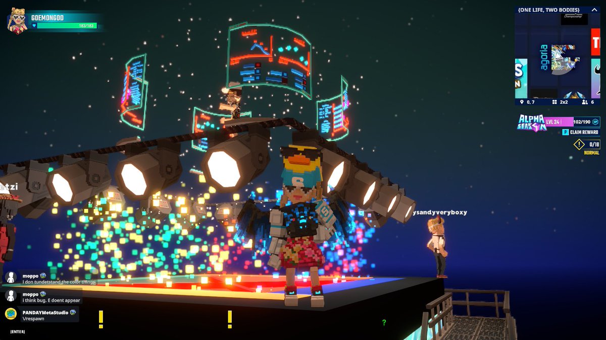 Goemonnumber1's tweet photo. Vibing at @agoriamusic's DJ Set in One Life, Two Bodies in @TheSandboxGame. The music is electric! ���🔊 https://t.co/ynFE3AcKUR #TheSandbox #AlphaSeason4 #AS4SocialChallenge https://t.co/SGqZPQaIZM