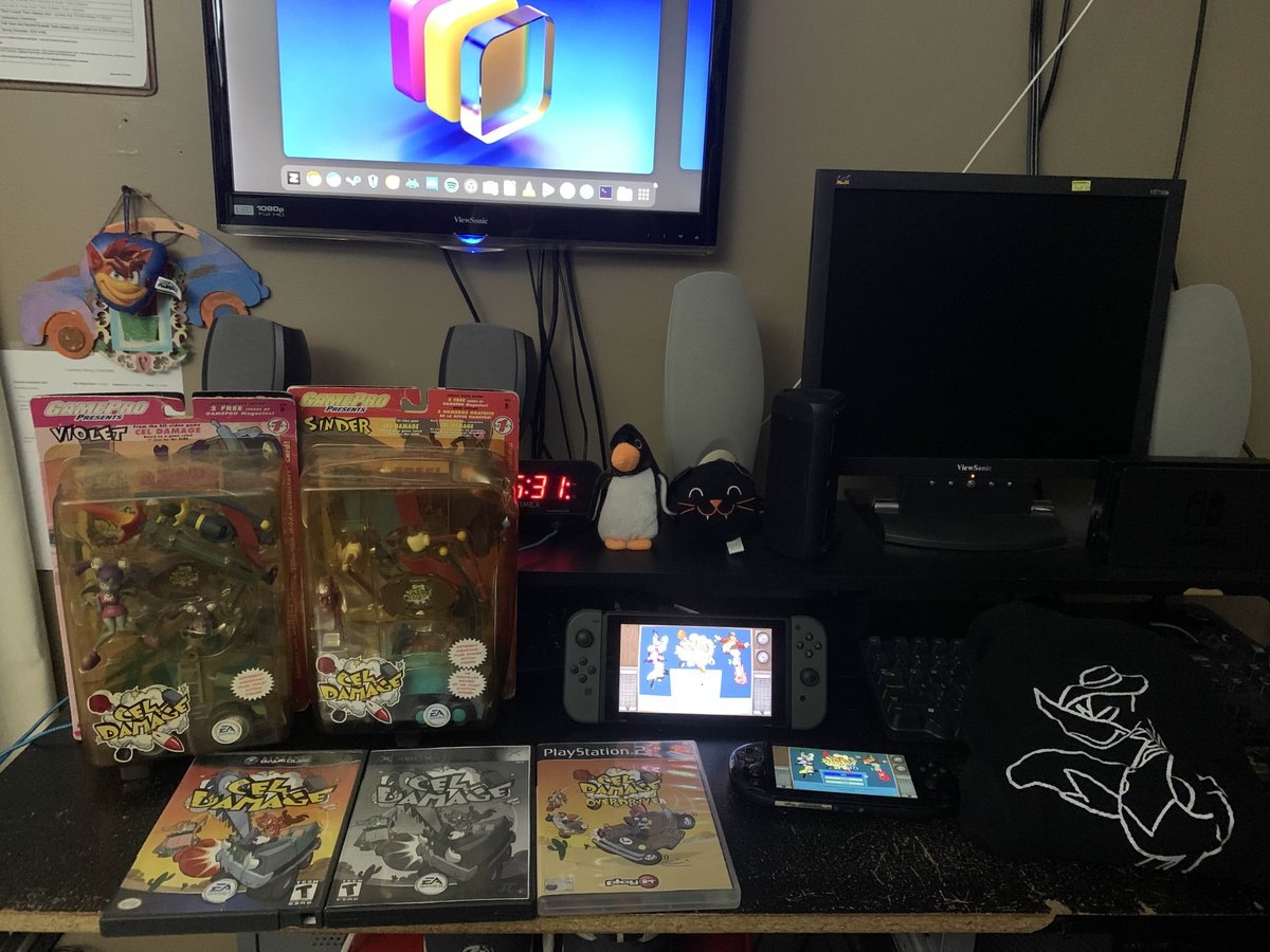 CourtneyandNess's tweet photo. #CelDamage Happy Cel Damage Day! Today marks 23 years since Cel Damage originally released on the Original Xbox! I've been hyperactive about this game since 2021 and it never seems to stop! I love it! Thanks to the folks over at @FinishLineGames and beyond for making an A++ game! https://t.co/34VK7GBYCo
