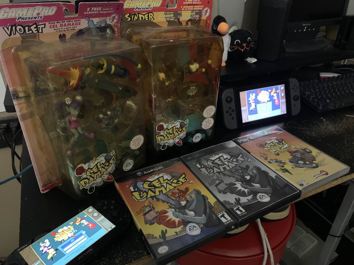 CourtneyandNess's tweet photo. #CelDamage Happy Cel Damage Day! Today marks 23 years since Cel Damage originally released on the Original Xbox! I've been hyperactive about this game since 2021 and it never seems to stop! I love it! Thanks to the folks over at @FinishLineGames and beyond for making an A++ game! https://t.co/34VK7GBYCo