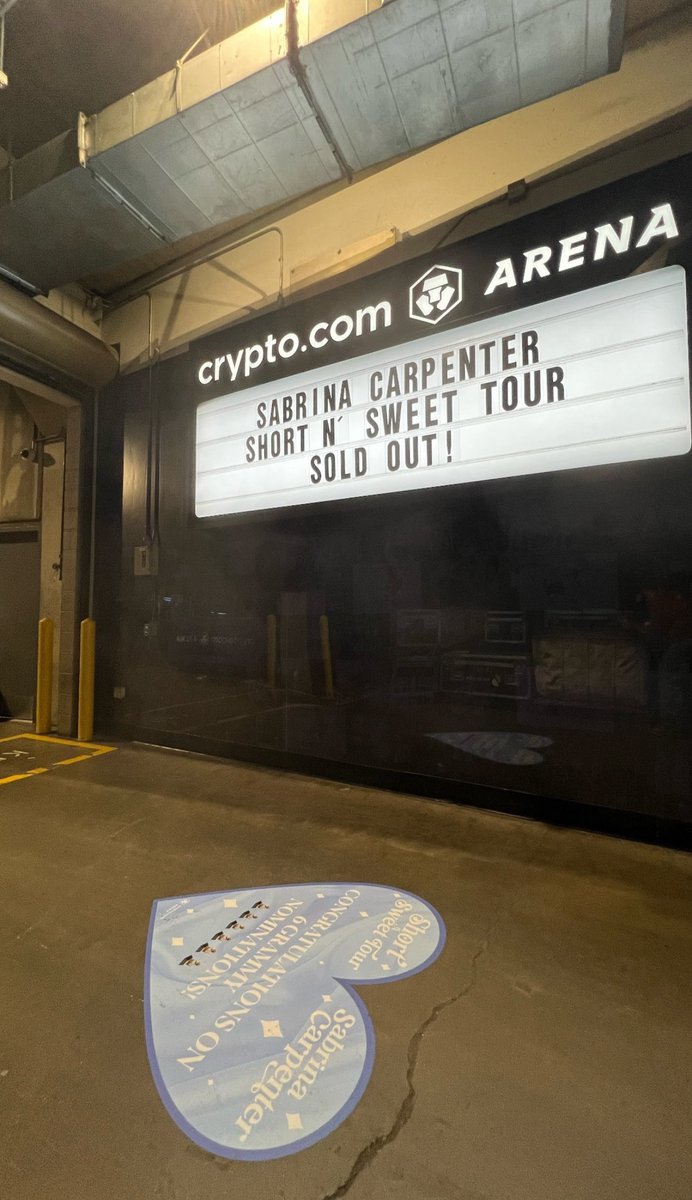 Sabrina Carpenter Grammy Nominations Congratulations sign backstage at Crypto  Arena! 🥲💿 #LAShortnSweet