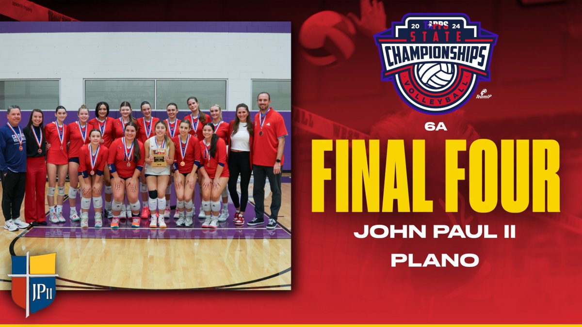 TAPPSvolleyball's tweet photo. Congratulations to John Paul II for their TAPPS 2024 Volleyball Final Four appearance and a great season!!🏐 https://t.co/mNZPBa7uah