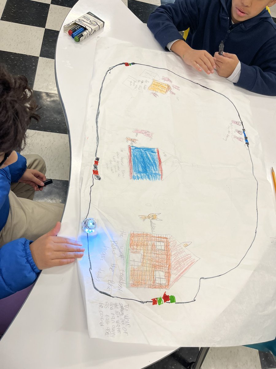 MsPepeLibrarian's tweet image. We had so much fun in 4th grade @S3_Belleville using the @Ozobot to create creative retellings of popular fairytales or children’s stories such as “The Three Little Pigs” and “Green Eggs and Ham” #librarymedia #STEMeducation #screenfreecoding