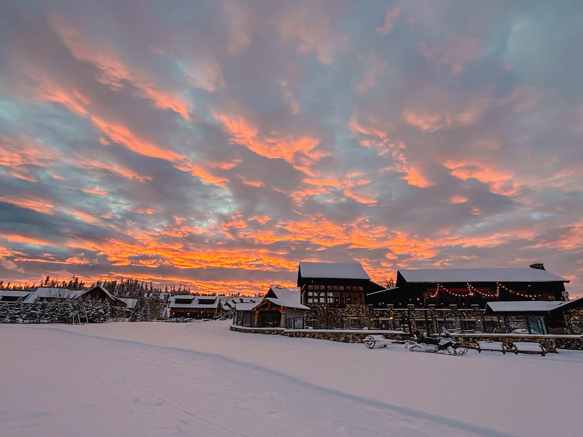 Ski season trail prep with a spectacular sunset. 😍