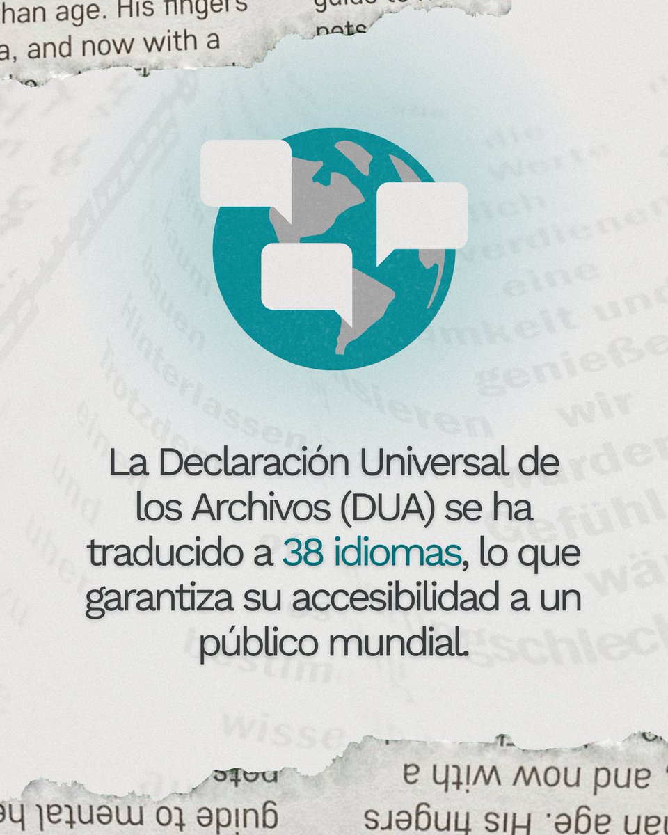 ICArchiv's tweet photo. 📢 La Declaración Universal sobre los Archivos (DUA) - Un documento mundial de referencia 🌍📜

El Consejo Internacional de Archivos se enorgullece de anunciar que la DUA se ha traducido ya a 38 idiomas, lo que garantiza su alcance mundial. Desarrollada en 2011, la Declaración sigue siendo una pieza clave de la estrategia de divulgación y promoción del ICA 🔗 https://t.co/r8P4lG27LN

💡 ¿Les gustaría traducir la DUA a su idioma? Pónganse en contacto con el Grupo de Expertos en Promoción (ICA/AEG) si están interesados/as en colaborar 🔗 https://t.co/1XsAEut9kv

¡Sigan atentos/as a más información próximamente!