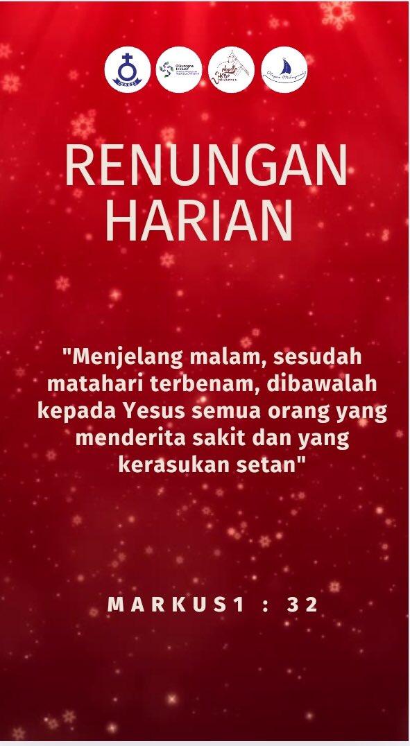 Shalom, selamat pagi Naps!

Sebelum memulai kegiatan pada hari ini, marilah kita membaca sejenak renungan harian berikut ✨

Semangat menjalankan aktivitas hari ini☺️

Tuhan Yesus Memberkati😇🫶🏻