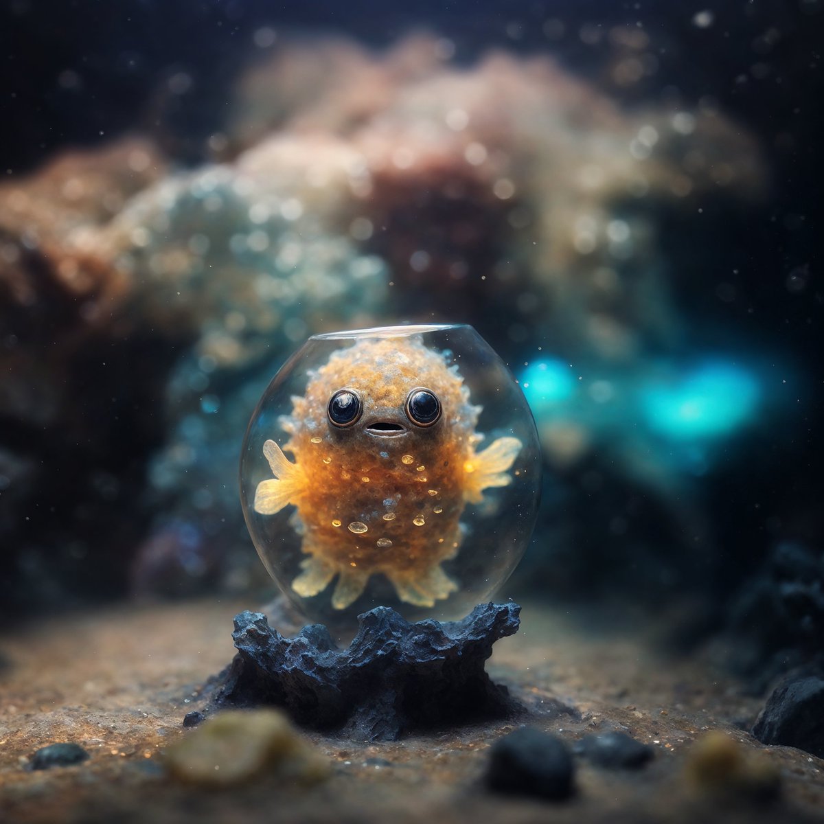 #dailymunch 🔄 Repost for 50 schnibbles 🔄

Name: Aquatic Embergleam 👋👾
Realm: Drench💧🌊

This Munchable, with its glistening amber body and large, soulful eyes, exudes a warmth that belies the coldness of the waters of Drench. Tiny luminous dots speckle its form like a