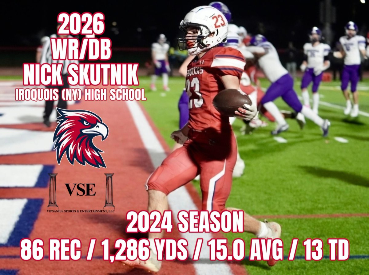 Welcome to <a href="/VSEAthletics/">VSE Athletics</a> 2026 WR/DB Nick Skutnik of Iroquois (NY) High School . . . honored to work with the most prolific single season passing combination in Western New York history! 🏈 <a href="/JustusKleitz/">justus kleitz</a>