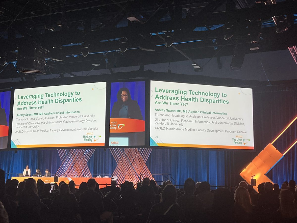 Excited for <a href="/AshleySpannMD/">Ashley Spann</a> <a href="/AASLDtweets/">AASLD</a> #PostGradCourse talk on Leveraging Tech to Address Health Disparities‼️
#DigitalHealth #HealthEquity #Informatics #LiverTwitter