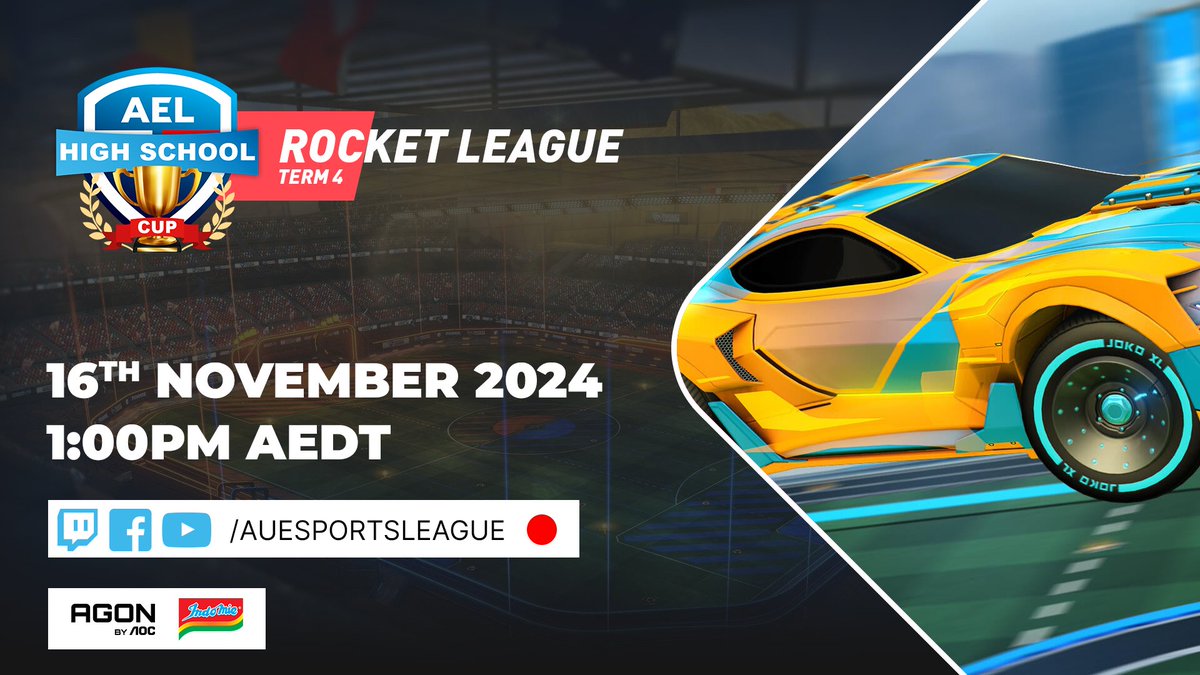 Australian Esports League (@auesportsleague) on Twitter photo Join <a href="/MendrixNm/">Mendrix</a> & <a href="/QueenMorgie_/">QueenMorgie</a> as they bring you more Rocket League from the AEL High Schools Cup!
Live from 1PM AEDT at twitch.tv/auesportsleague
The AEL is proudly sponsored by <a href="/AGONbyAOC/">AGON by AOC</a> & <a href="/Indomielovers/">Indomie</a> Join <a href="/MendrixNm/">Mendrix</a> & <a href="/QueenMorgie_/">QueenMorgie</a> as they bring you more Rocket League from the AEL High Schools Cup!
Live from 1PM AEDT at twitch.tv/auesportsleague
The AEL is proudly sponsored by <a href="/AGONbyAOC/">AGON by AOC</a> & <a href="/Indomielovers/">Indomie</a>