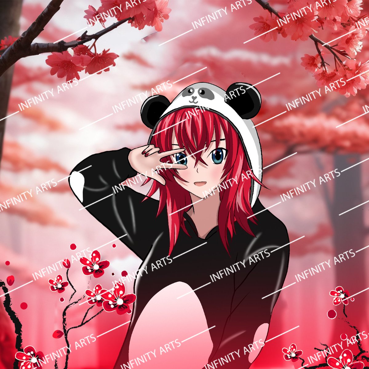 Pfp commission for <a href="/N0XyZ/">N0XyZ</a> 
.
.
Commission Open!!!
(Rias character art in panda jump suit)

#art #Commission #characterart #characterdesign #pfp #customart