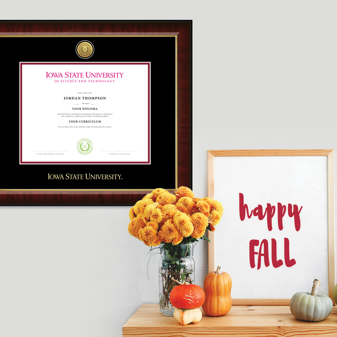 isubookstore's tweet image. Fall in love with our handcrafted @iowastateu frames, proudly made in the USA! Perfect for showcasing your achievements, now $20 off till Nov. 17 midnight! 🍂🍃🍁 #HappyFall #isubookstore #CyclONEnation #IowaState @diplomaframe #ChurchHillClassics isubookstore.com/graduation/dip…