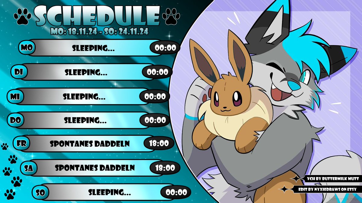 Mein streaming Plan für nächste Woche🐾 Danke an <a href="/SukeraSuki/">SukeraSuki▪️VArtist</a> für das Design❤️🌺