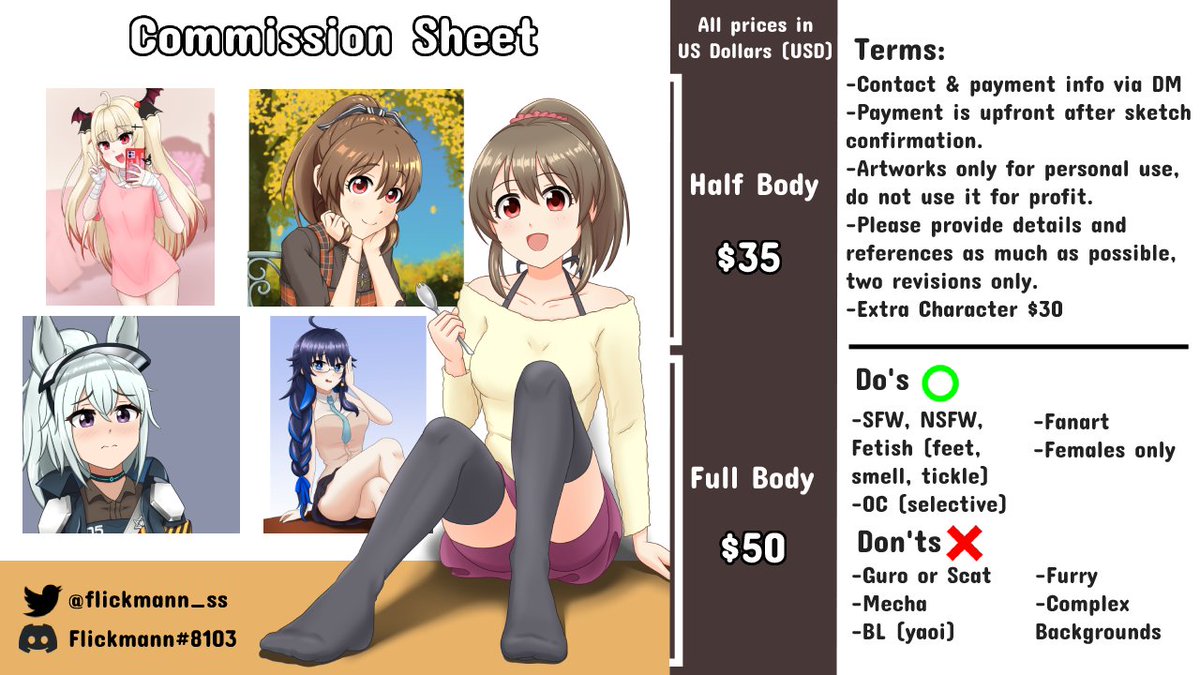 Hello, I am opening requests again!

Contact me in DMs for more info if interested

Opening 5 slots!

Shares/Reposts are appreciated, thank you!

リポストはありがたいです!