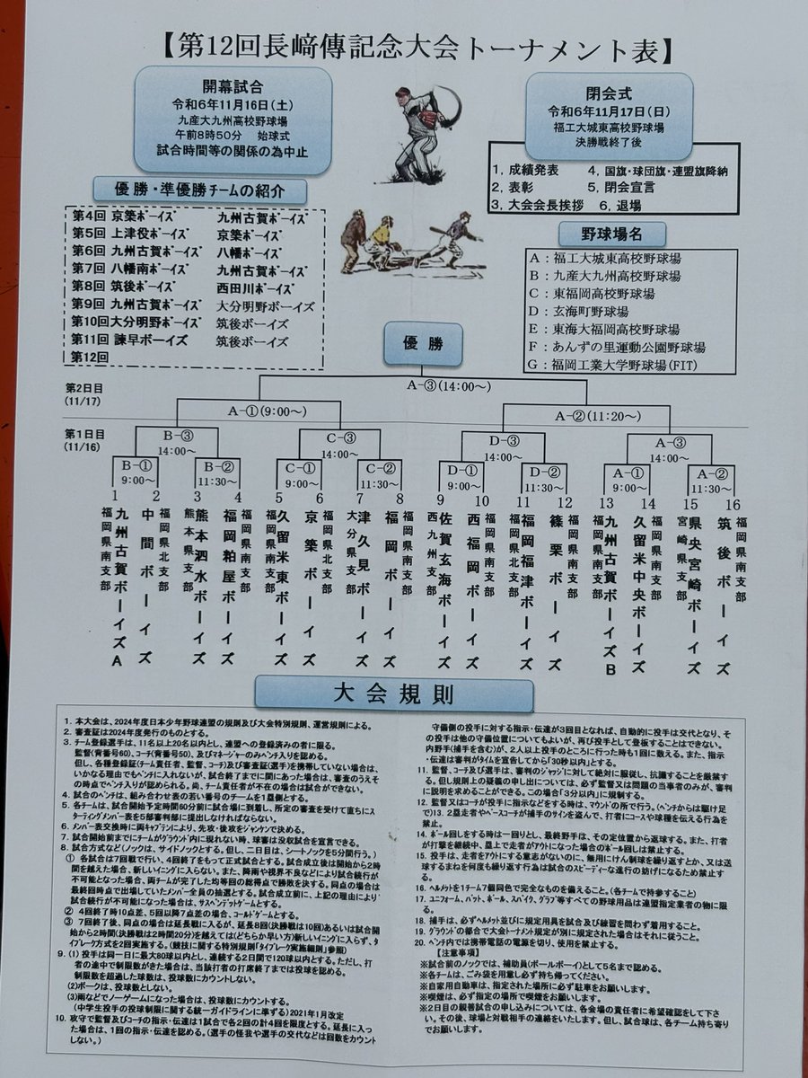 artheryasu's tweet photo. 第13回日本少年野球長﨑傅記念大会

九州古賀ボーイズが主催する大会に参加。球場は佐賀県玄海町の町営野球場。両翼91m、電光掲示板もある立派な球場です。初戦は篠栗ボーイズ。勝つぞ！ https://t.co/6kDBYsCyhW