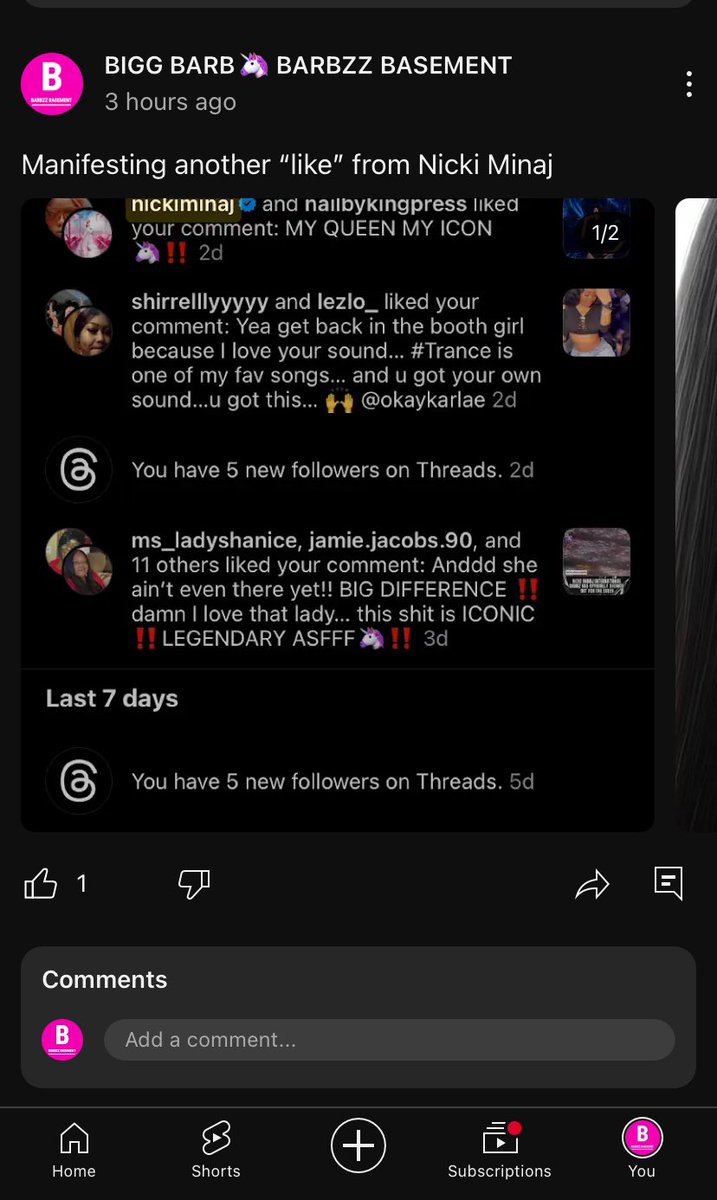 bigg_barb's tweet photo. Bitch I’m #Gagged I just said I want another “like” from @NICKIMINAJ earlier today and I got to “speak” with her…GOD IS GOOD… 😌 #Manifest 🙏🏾She heard me… We share the same energy… I love her 😍 #NickiMinaj #Nickitrivia AND I WON SOME NICKI BUCKS 🤑🤑🤑 $123 🙏🏾🙏🏾🦄‼️ 
P.S.  I really need the whole recording somebody send it to me… PLEASE 🙏🏾
