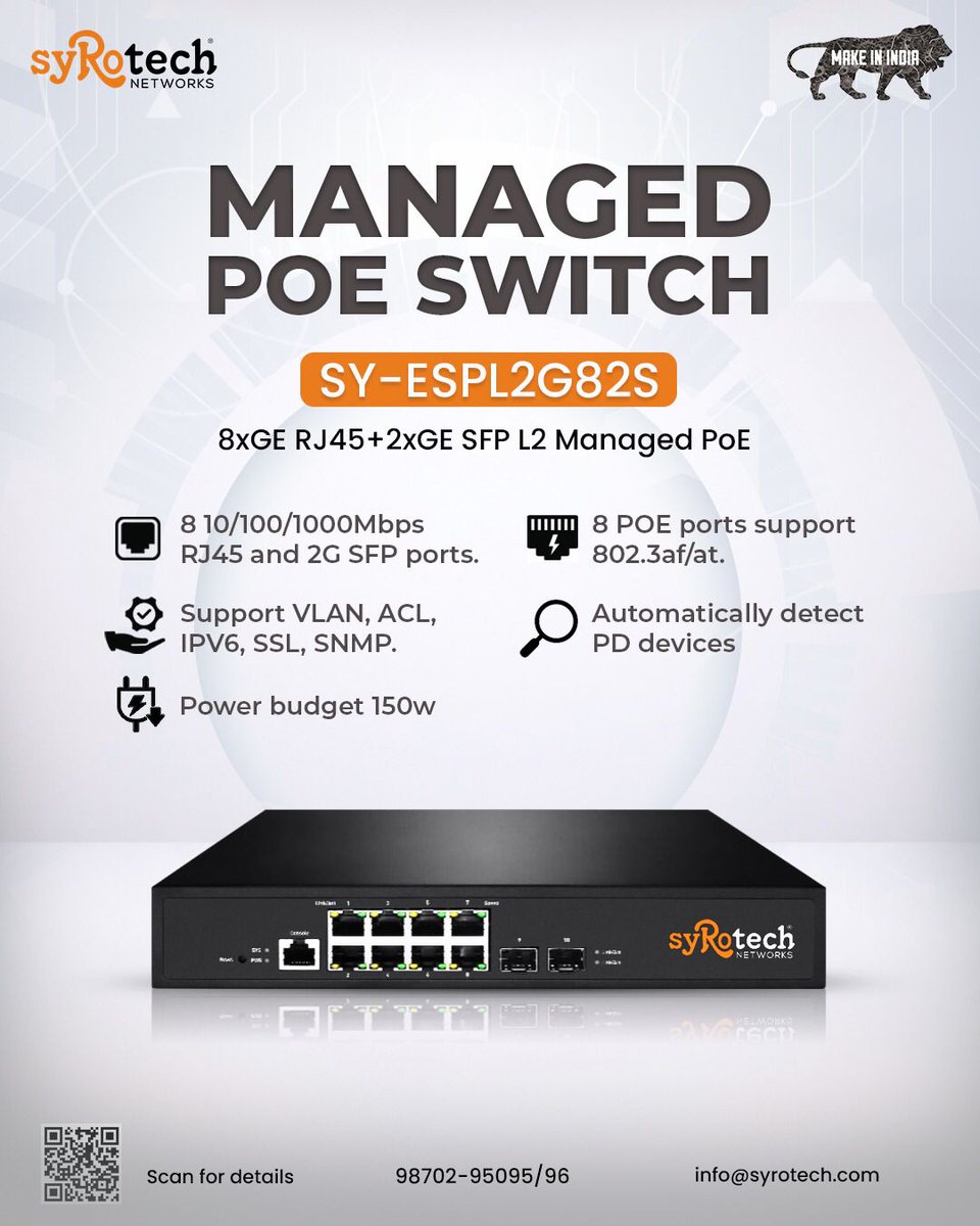 Syrotech's tweet image. Enhance your network infrastructure with the Syrotech L2 Managed Switch. Delivering robust connectivity, advanced security features, and streamlined management, it&apos;s the ideal solution for optimizing business IT environments.
#Syrotech #ManagedSwitch #NetworkingSolutions