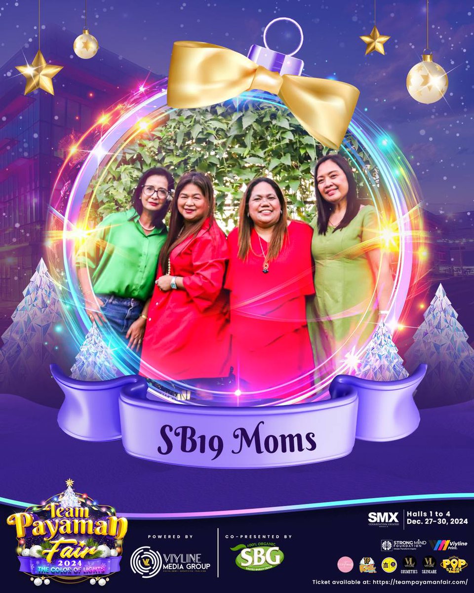 VL_MediaGroup's tweet photo. "We're in the zone, break! Hi, we are SB19 momshies!"
Ang mga mother-in-law ng A'tin, ang mga bago nating makakasama sa Team Payaman Fair 2024! π₯³π
Abangan ang "Mahalimoms" na sina Tita @Tanya4367,
@thetitagemma, @MyleneAjero, at @MomshieGracious na makisaya sa TP Fair 2024! https://t.co/pWpRB6e3QG