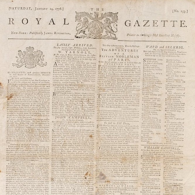 TammiMinoski's tweet photo. #OTD 1777: The Continental Congress adopted the #ArticlesOfConfederation. The Royal Gazette, published by Loyalist printer James Rivington in British-held NYC, contained the complete text of the Articles. ๐๏ธ: https://t.co/IBlAFqlie8 #AmRev #RevWar https://t.co/hfDErbikVB