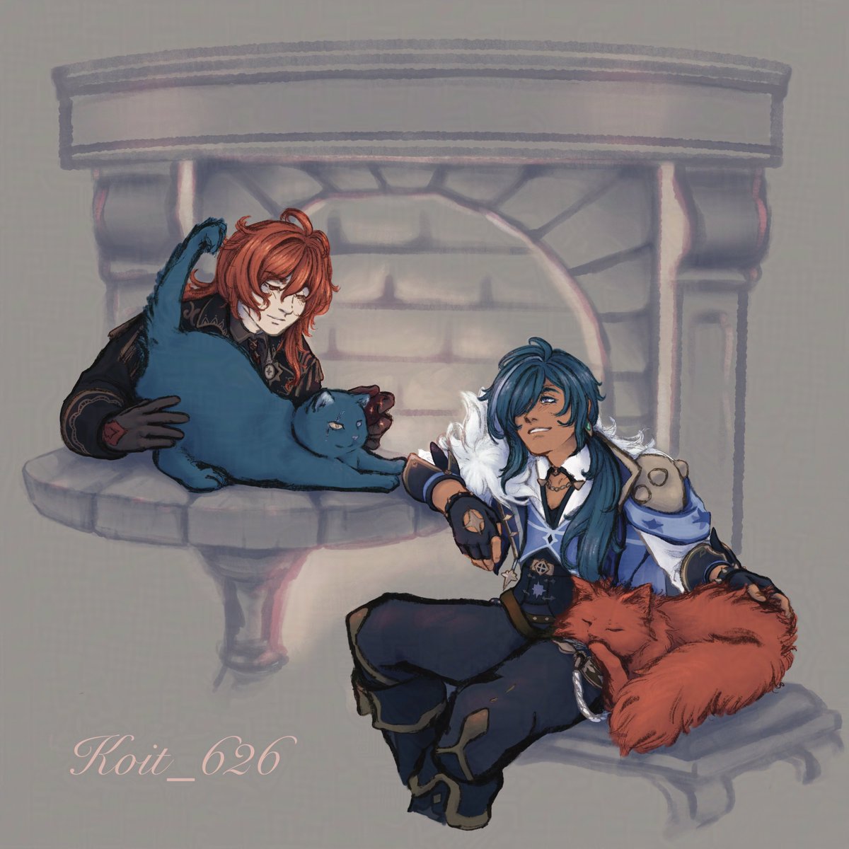 What is better than #luckae (∩˃o˂∩)♡? Them with cats!
Art for the kaeluckae gotcha requested for <a href="/CoffeeFluffy/">CoffeeAndFluff☕💕</a> :>! Thanks for your donation!