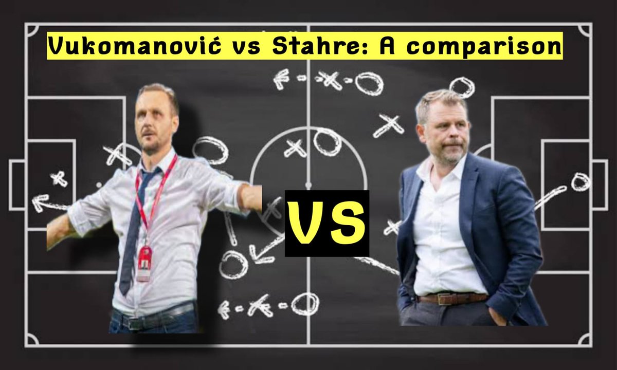 Godsownfootball's tweet image. A tactical comparison of Vukomanovic and Stahre is due. Two distinct coaching philosophies, contrasting approaches to pressing, build-up play, and defensive setups. Let&apos;s break down their systems and how they impact team performance with @keralista

🔴 LIVE tonight at 9:30 PM