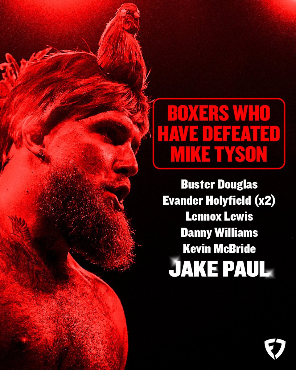 FanDuel's tweet photo. Down goes Tyson 😳

Jake Paul becomes the 6th boxer in history to take down Iron Mike 💪 https://t.co/f3CckaDpuE