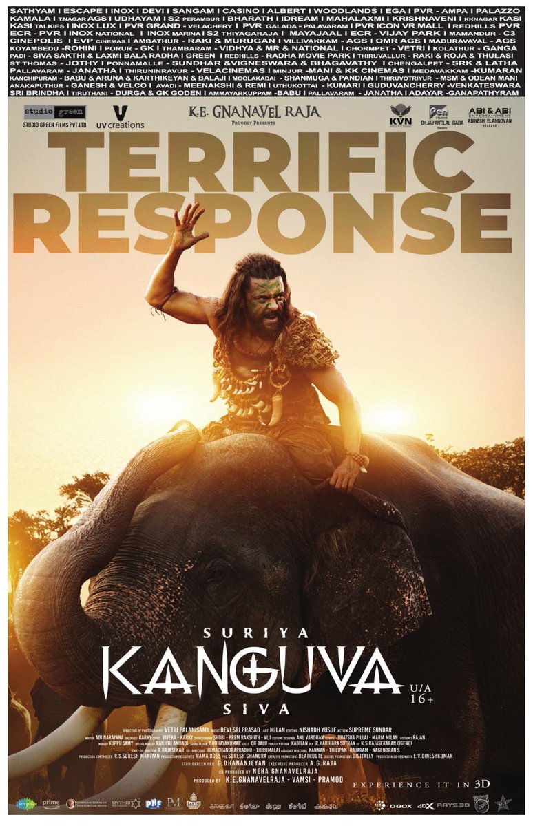 rameshlaus's tweet photo. #Kanguva - Day 2 WOM > Day 1 WOM..

Family audience are enjoying the movie..

Chennai weekend bookings are looking good..

#KanguvaRunningSuccessfully 🗡 https://t.co/MkZBrKDTPY