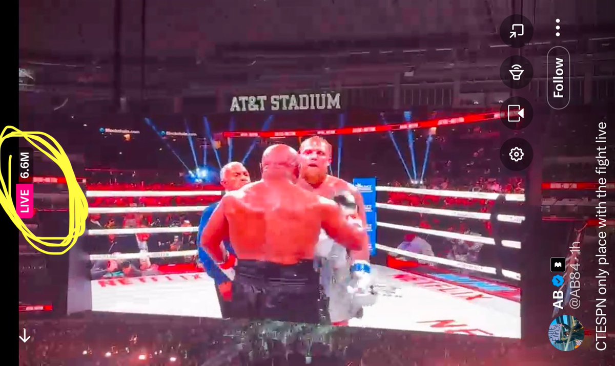 RealAlexBarth's tweet image. 6.6 million watching Antonio Brown streaming the video board in Dallas. Way to go Netflix