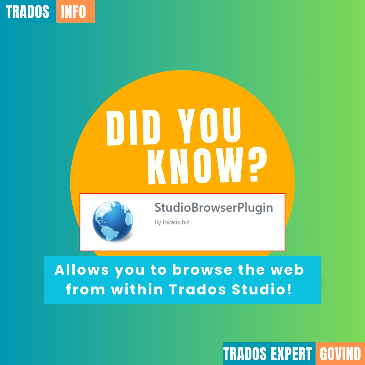 cattoolguide's tweet image. Trados: StudioBrowserPlugin allows to browse the web inside Trados Studio!
You can download the plugin from RWS appstore!

#sdl #sdltrados #trados #tradosstudio #cattoolguide