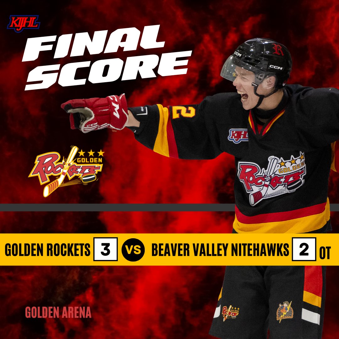 The Rockets fought a physical, back and forth game tonight against a strong Beaver Valley Nitehawks team. Goaltender Landon Garbitt was outstanding, setting the stage for Brayden Bissel's eventual OT winner as the Rockets picked up a big two points.