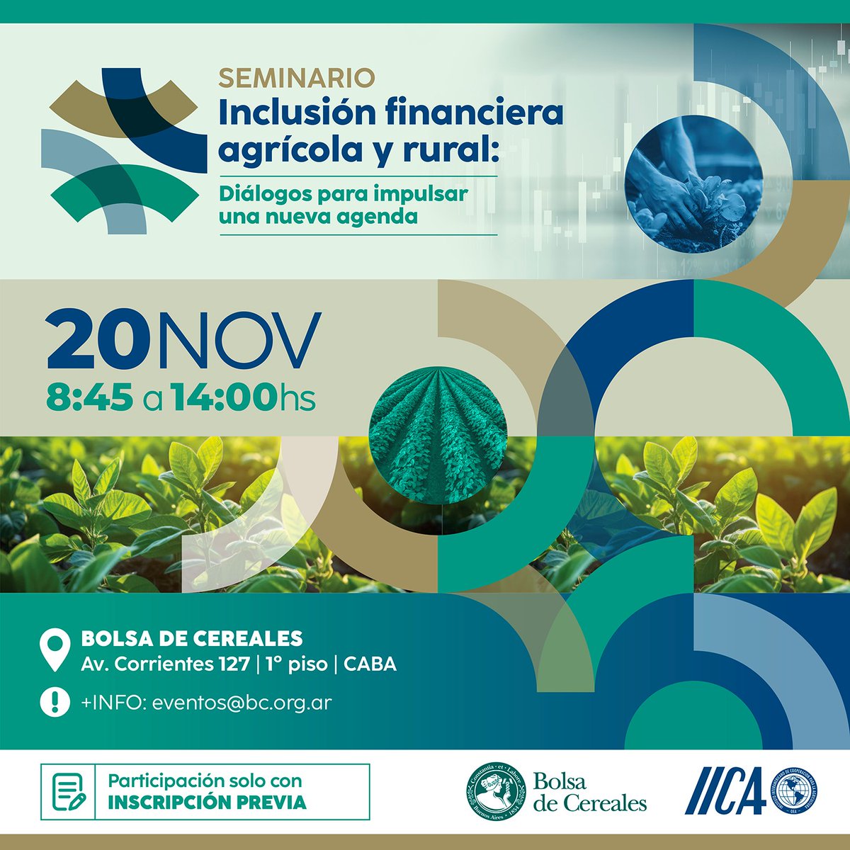 mariodaniel82's tweet photo. El 20 de noviembre los esperamos en @Bolsadecereales para dialogar con distintos actores sobre inclusión financiera, con foco en los desafíos y potencialidades en el ámbito agrícola y rural.
Inscribite hasta el viernes 15 en:
👉🏻 https://t.co/lXdVXgUkzw

@ArgentinaIica https://t.co/raTGV3o98o