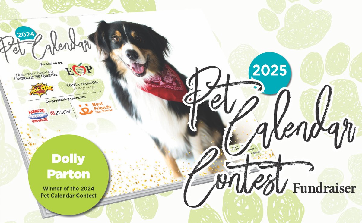 We are looking for the TOP 12 pets in NWA &amp; the River Valley to feature in our 26th annual EOP Pet Calendar. One pet out of the 12 will win Pet of the Year and its photo will appear in full color on the cover of the 2025 EOP Pet Calendar. nwaonline.com/petcontestrule…