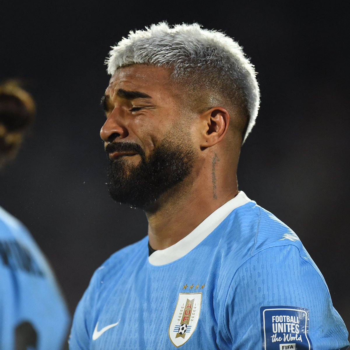 30-year-old Rodrigo Aguirre after scoring on his Uruguay debut... 🙆‍♂️🥹

#WeAre26 | #FIFAWorldCup