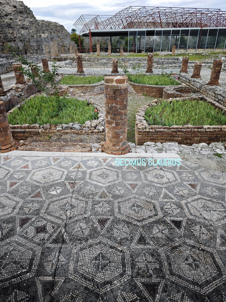 decimusclaudius's tweet image. Today I visited the #Roman ruins of Conimbriga in #Portugal which are quite extensive and have plenty of mosaics. I am standing in the peristyle of the Casa da Cruz suástica, a wealthy house that dates to 1st C AD although the #mosaics are from the second half of the 3rd C AD.