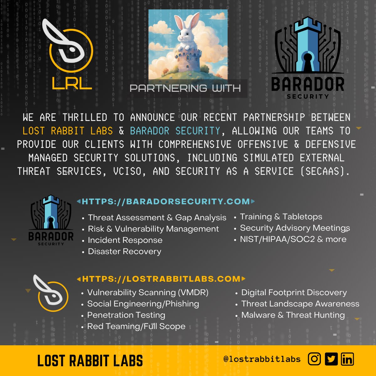 lostrabbitlabs's tweet photo. Barador Security:
https://t.co/iaFkrp9rSB

#secaas #vciso #offsec #osint #redteam #blueteam #purpleteam https://t.co/k1t8hkHhCv