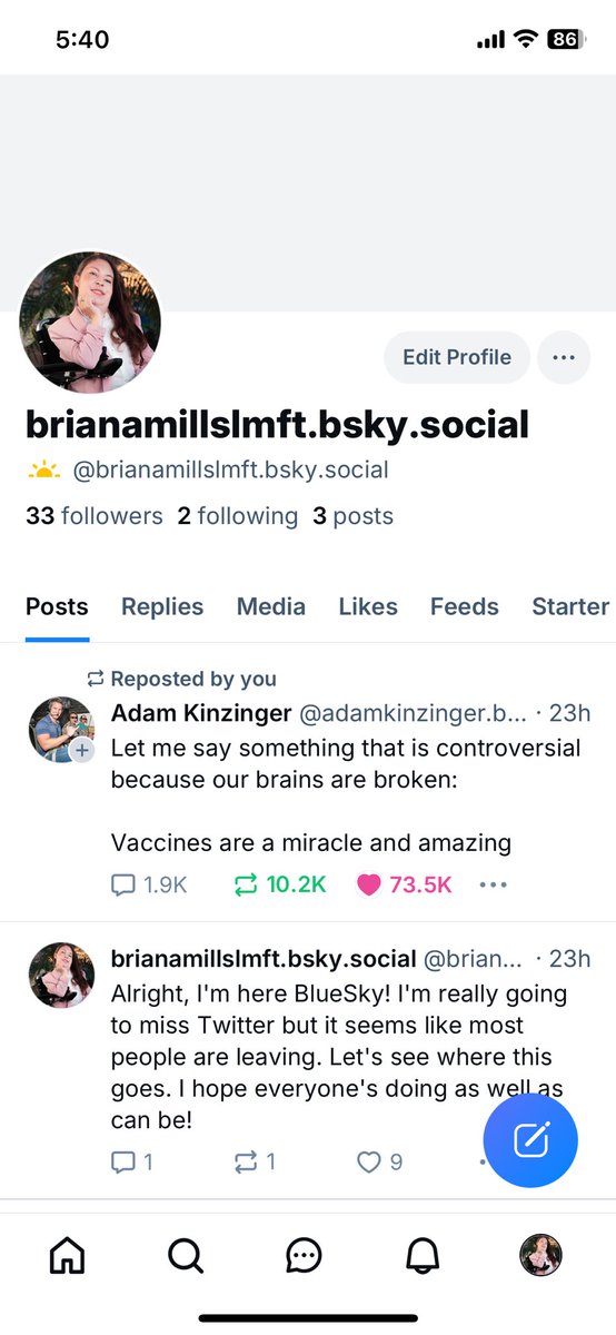 I’m slowly transitioning to Blue Sky now. I hate to leave this app but it seems like everyone good is leaving. I won’t delete my account just yet but please follow me so we can keep in touch! bsky.app/profile/briana…