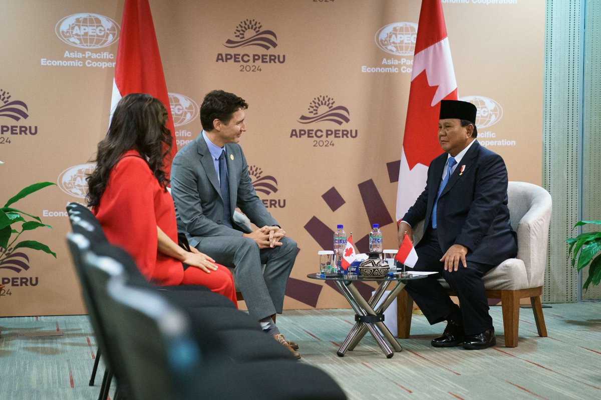 Prime Minister of Canada (@canadianpm) on Twitter photo Today, Prime Minister Justin Trudeau met with the President of Indonesia, Prabowo Subianto, on the margins of the <a href="/APEC/">APEC Secretariat</a> Economic Leaders’ Meeting in Lima, Peru. Read a summary of their discussion: ow.ly/It4U50U8o2u Today, Prime Minister Justin Trudeau met with the President of Indonesia, Prabowo Subianto, on the margins of the <a href="/APEC/">APEC Secretariat</a> Economic Leaders’ Meeting in Lima, Peru. Read a summary of their discussion: ow.ly/It4U50U8o2u